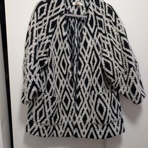 Black and White Geometric Women Jacket